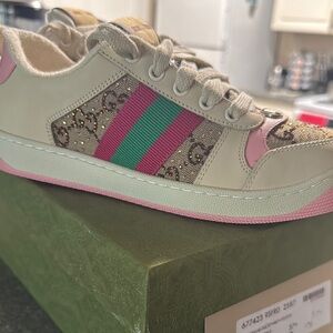 Gucci Beige and Pink Sneakers